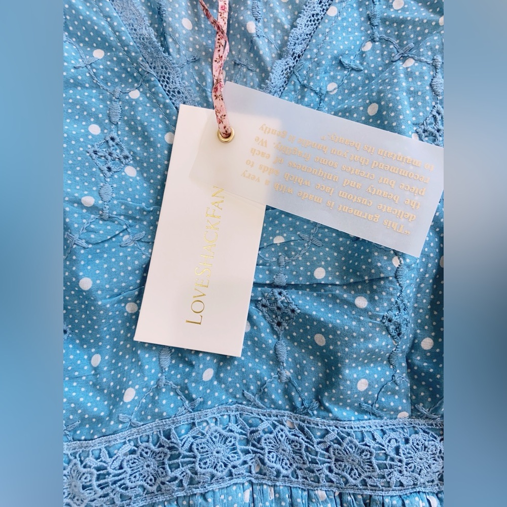 NWT $495 Love Shack Fancy Abena Dress in Blue Bonnet - Picture 6 of 6